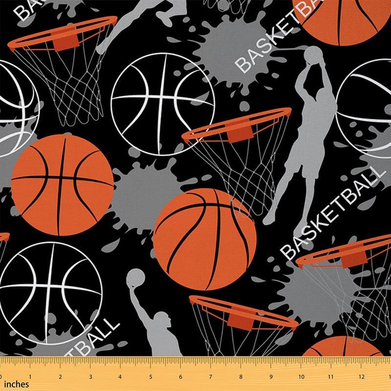 Feelyou Basketball Fabric 1 Yard Black Orange Grey