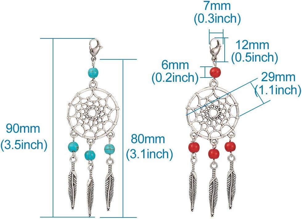 KISSITTY 30-Piece Dangling Dream Catcher Charms Keyring Jewelry