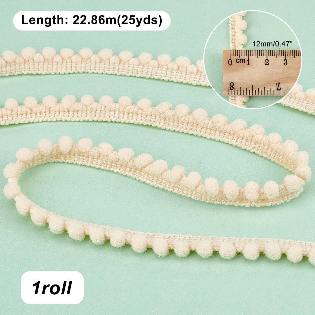 PH PandaHall 25 Yards Pom Pom Fringe Trim for Sewing