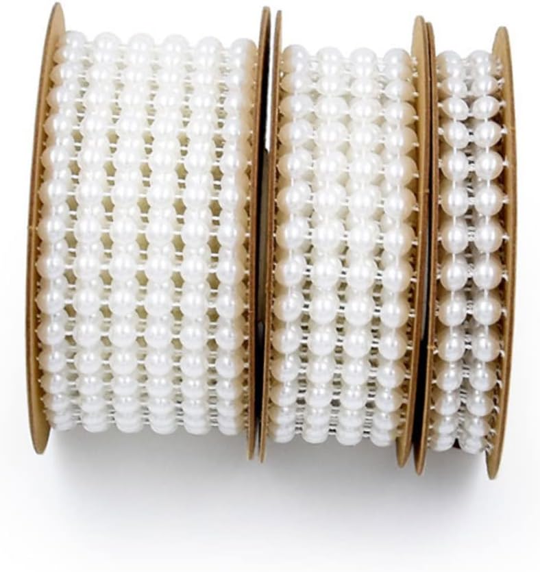 NUOBESTY 6 Rolls Wedding Bead Ribbon Decorative Band