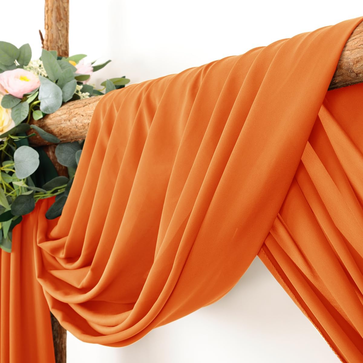 Orange Sheer Chiffon Wedding Arch Draping Fabric 2 Panels