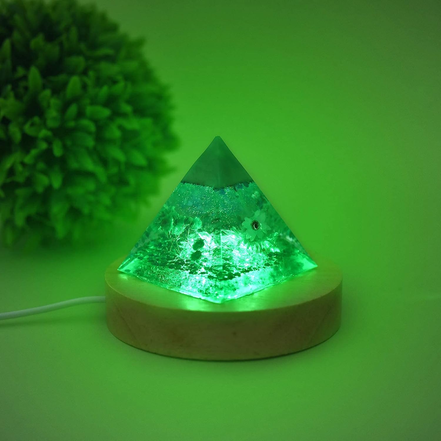 YAKAMOZ 2Pcs Round Wooden LED Light Display Base