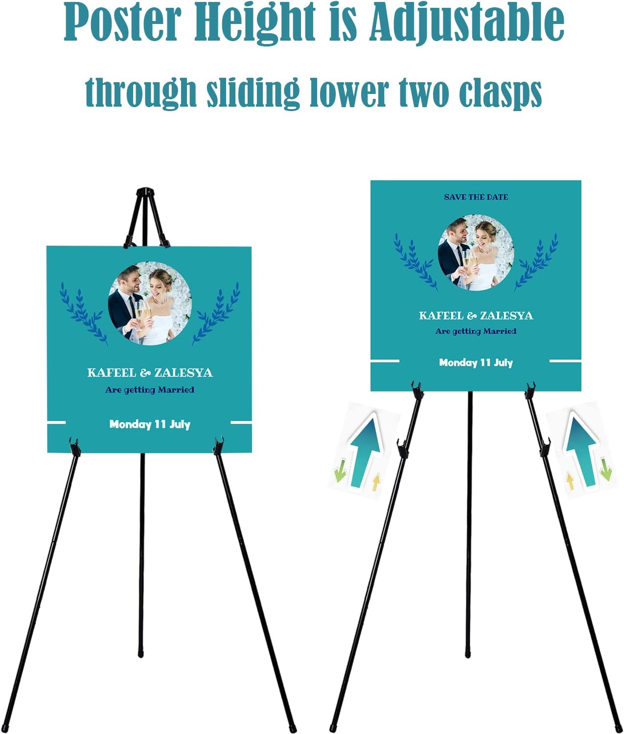 63 Inch Adjustable Metal Easel Stand - 2 Pack with Portable Bag