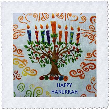 3dRose qs_32033_2 Hanukkah Menorah Quilt Square 6x6