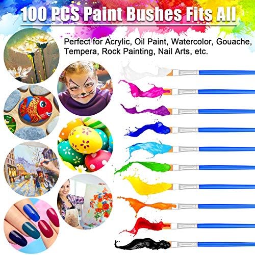 100 Pcs Small Paint Brushes Set for Kids and Crafts