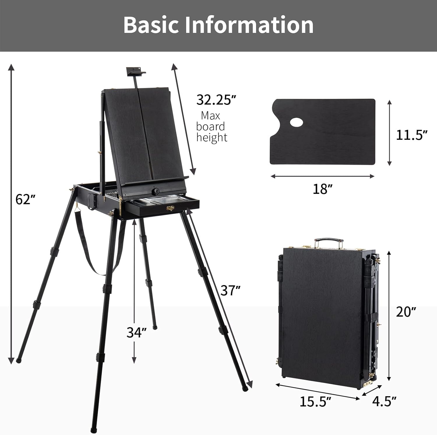 Falling in art 4 Leg French Easel Portable Sketch Box Easel Stand