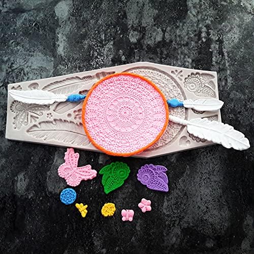 Dream Catcher Fondant Mold - Butterfly Dragonfly Heart Silicone