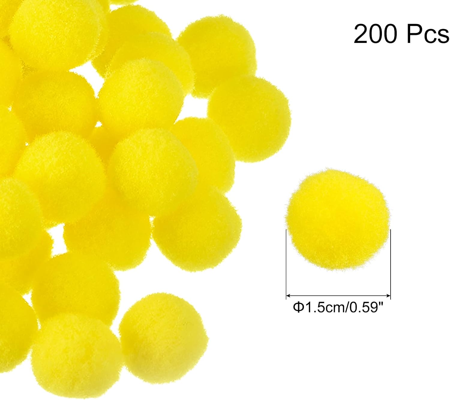 PATIKIL 15mm Bright Yellow Wool Felt Balls Pack of 200