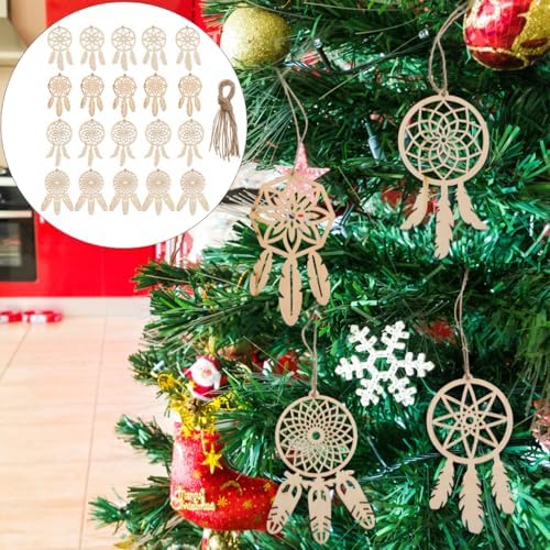 Wood Dream Catcher Ornaments 40pcs DIY Paintable Wood Slices Decor