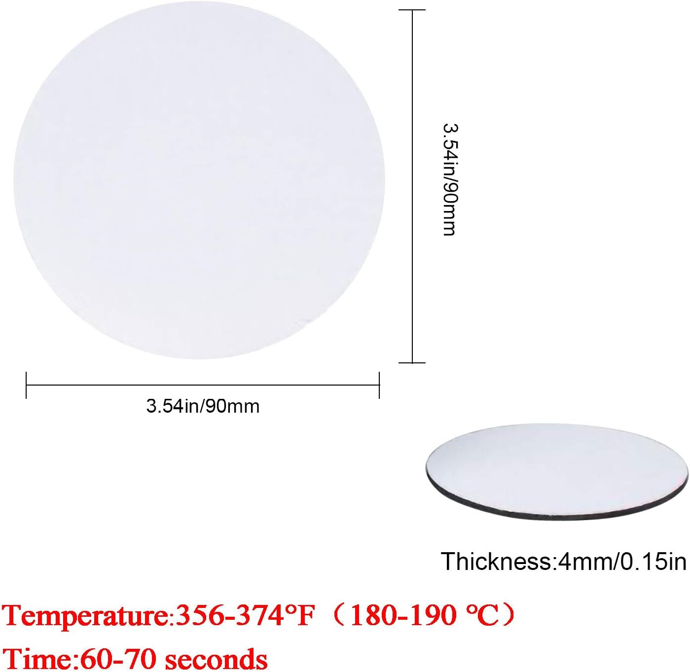 20 Pcs 35 Inch MDF White Sublimation Drink Coasters