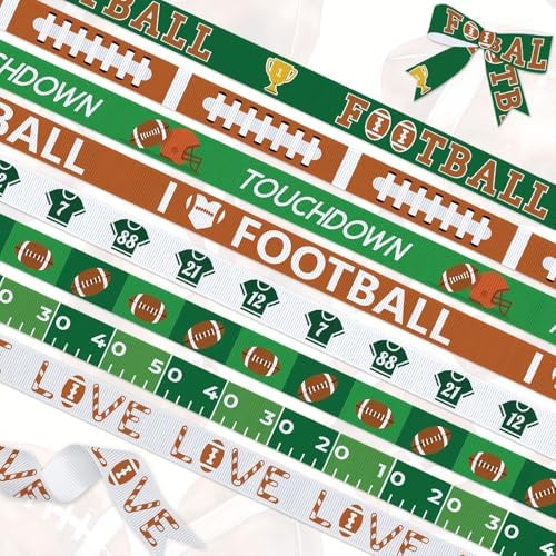 YKW Football Themed Ribbon Set 8 Pack