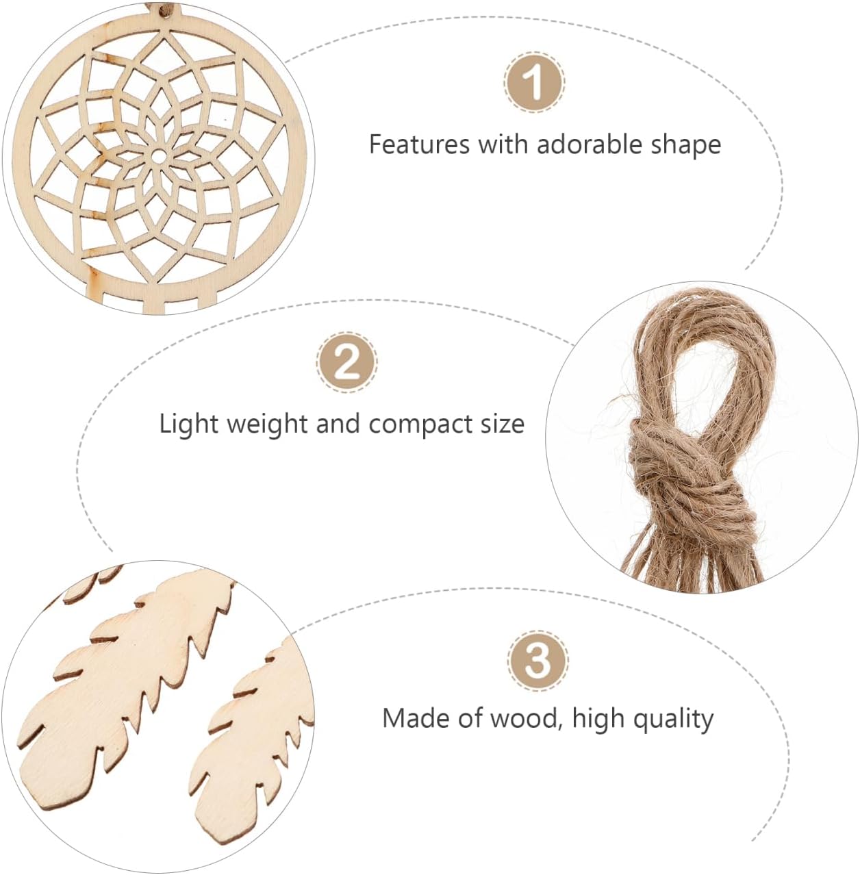 EXCEART Unfinished Wood Dream Catcher 40Pcs