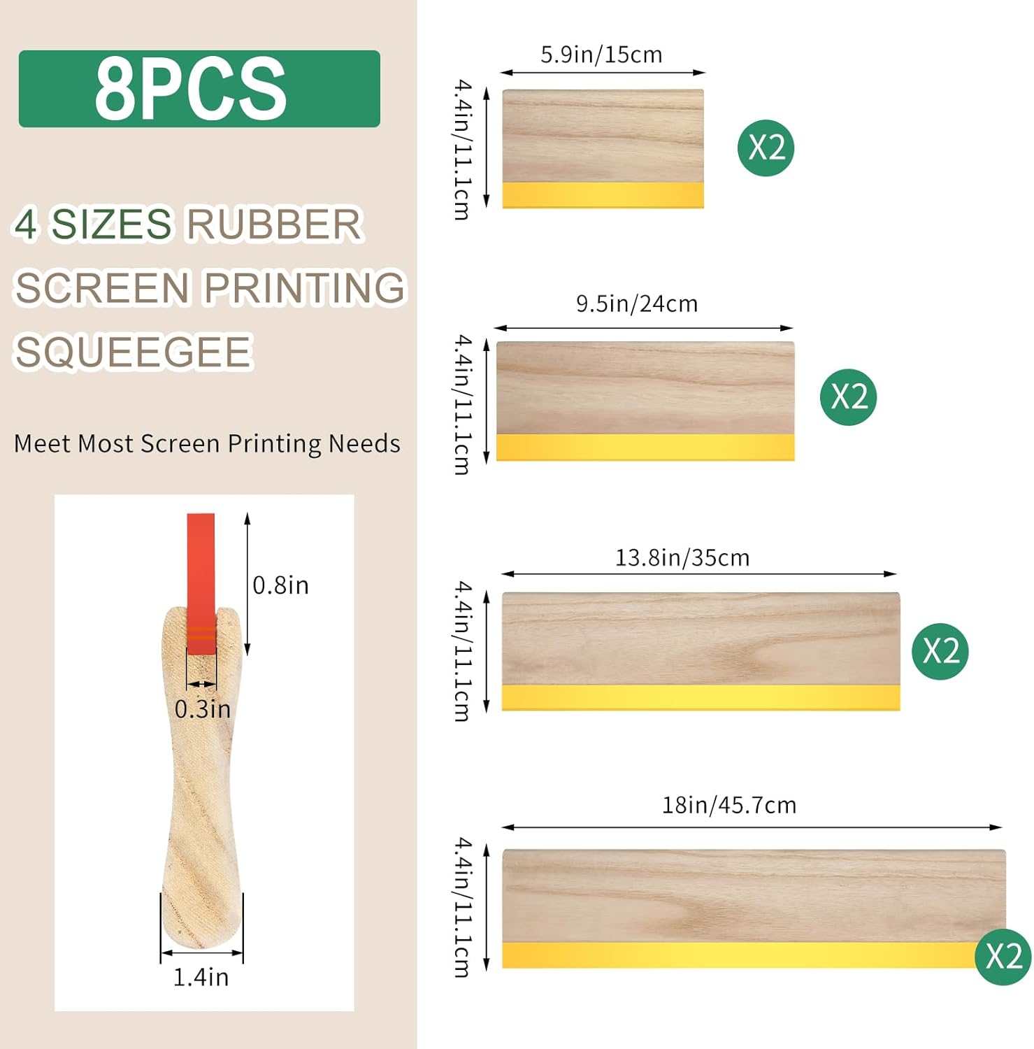 Gisafai 8 Pcs Screen Printing Squeegee Set