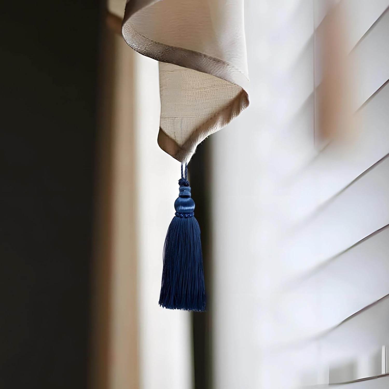 4 PCS Dark Blue Silky Tassel with Loop Keychains