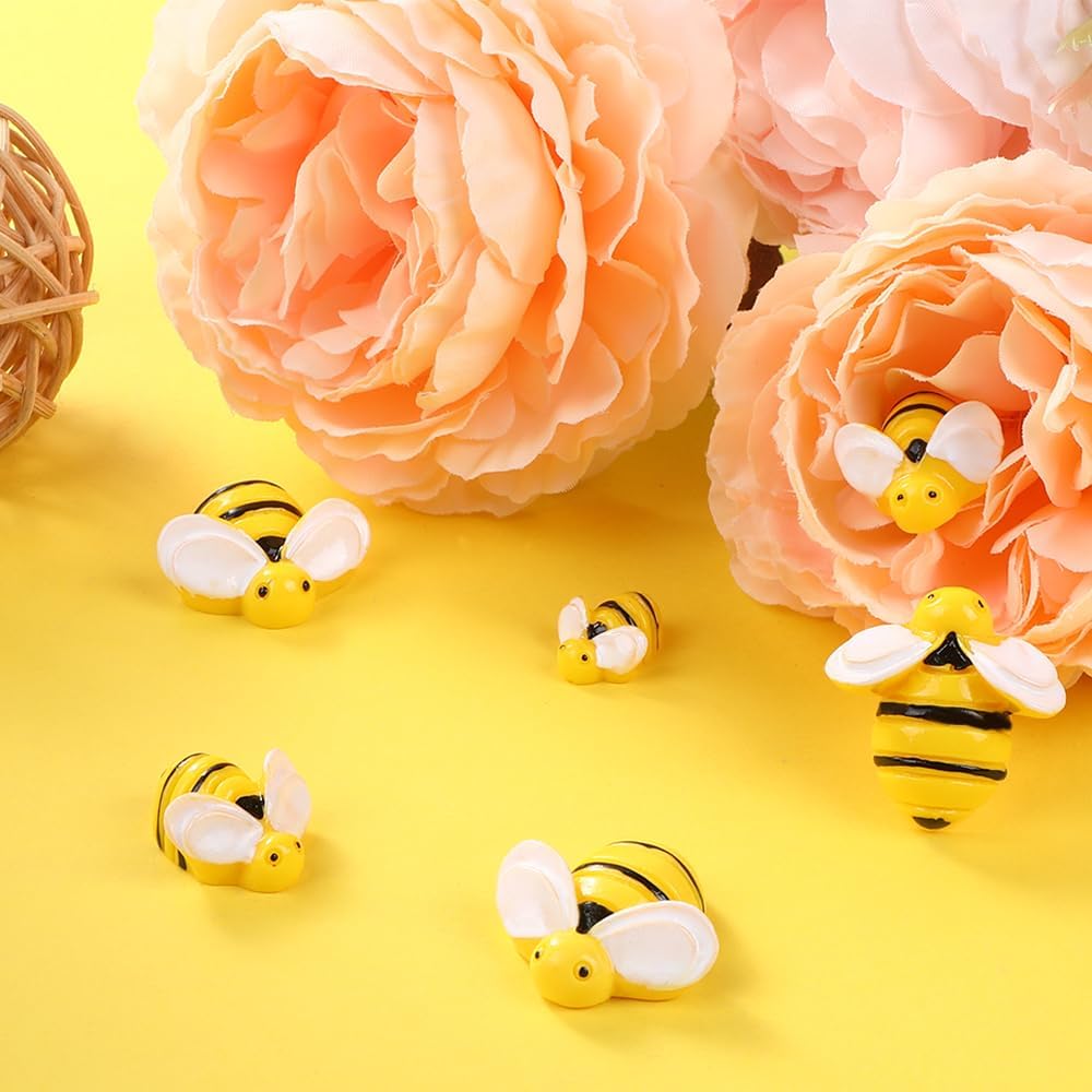 120Pcs Bumble Bee Decor Resin Charms for DIY Crafts