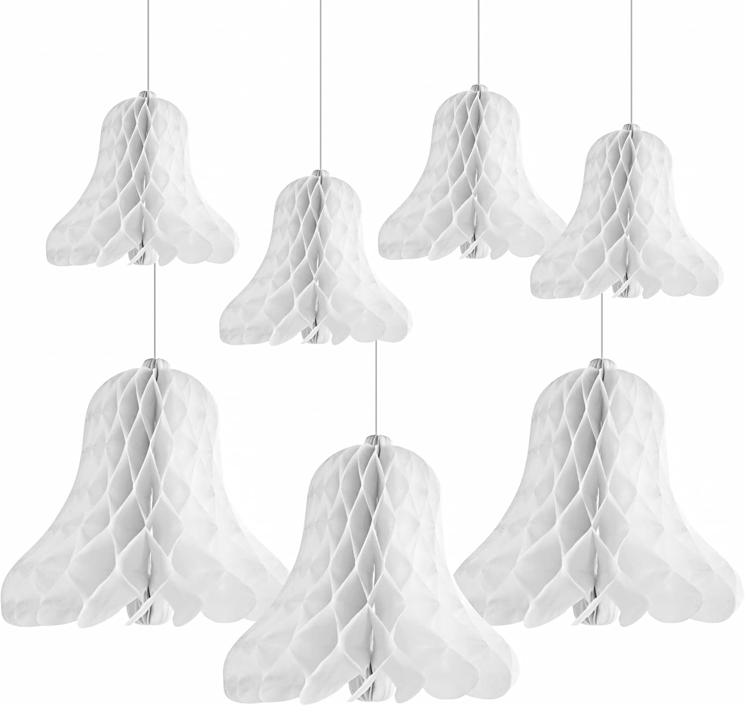 HUIANER White Honeycomb Bells 7pcs Wedding Hanging Decor