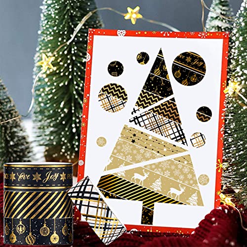 Whaline 12 Rolls Christmas Washi Tape Black Gold