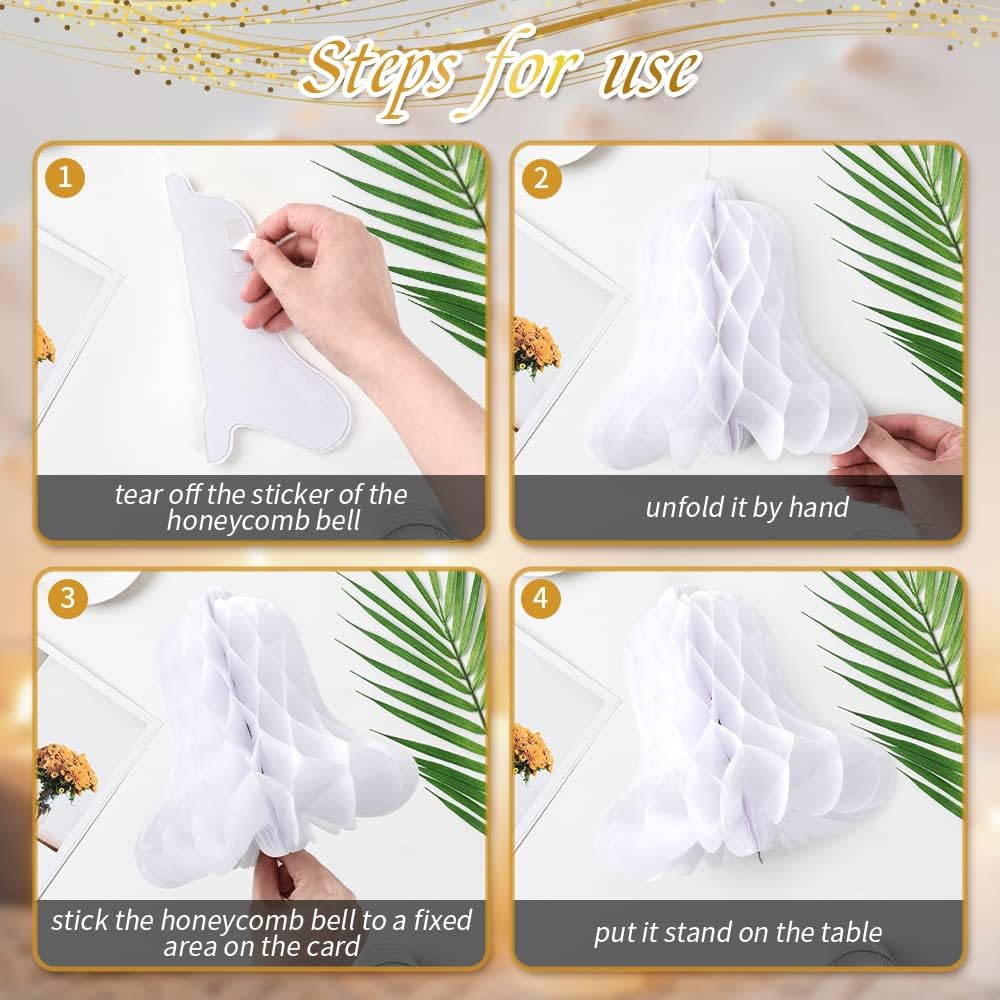 HUIANER White Honeycomb Bells 7pcs Wedding Hanging Decor