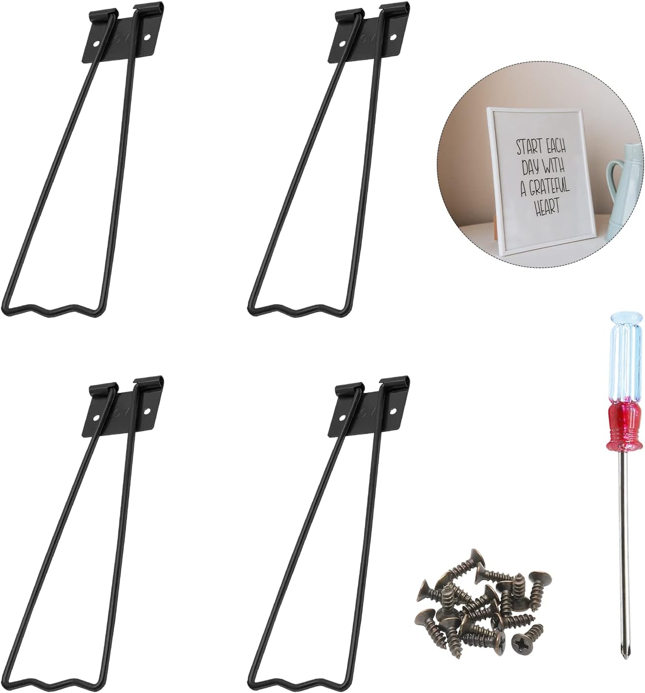 Jersvimc 4Pcs Black Frame Easel Back Stand for Art Display