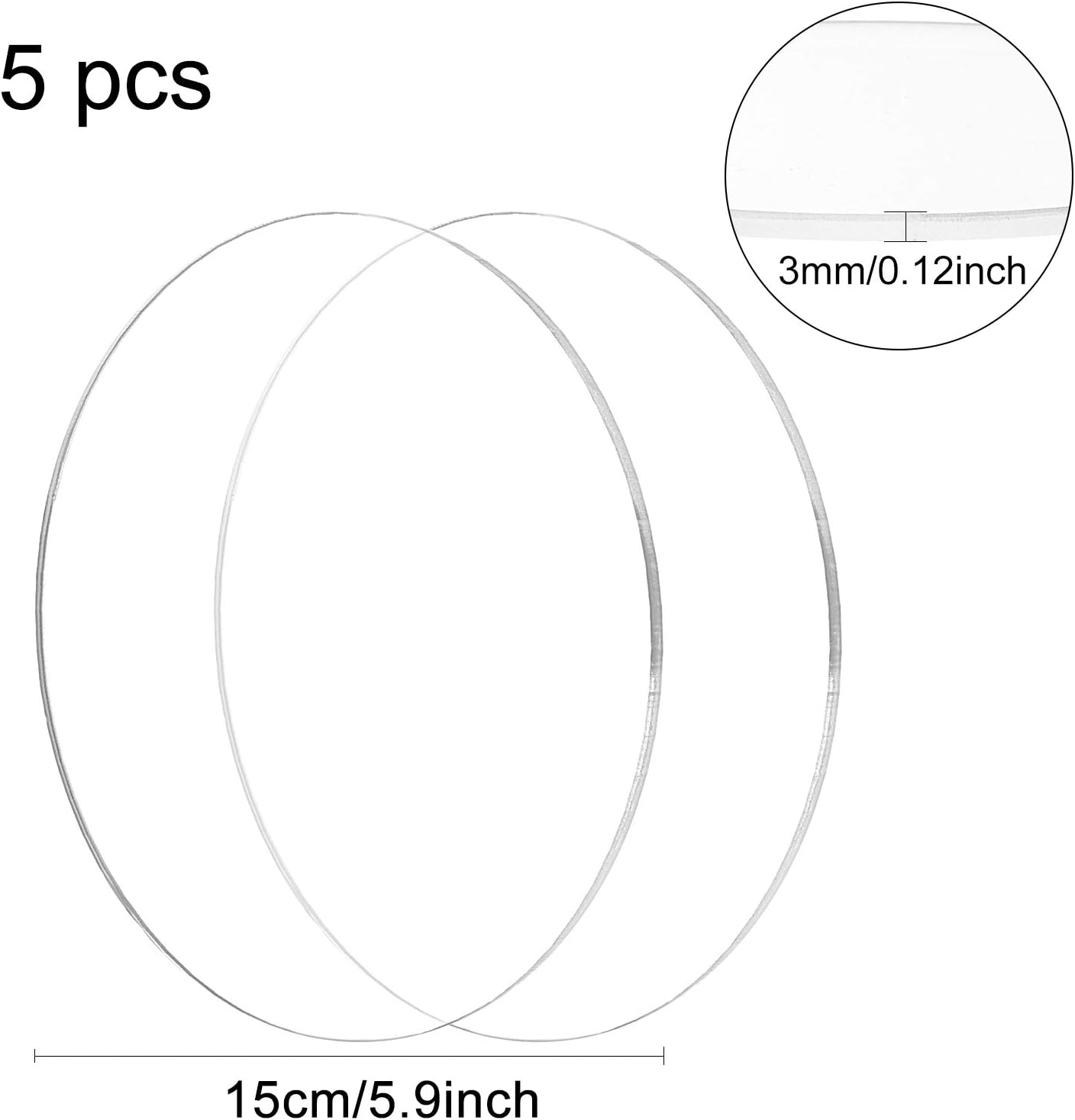 BENECREAT 5PCS 6 Inch Clear Acrylic Sheets for DIY Projects