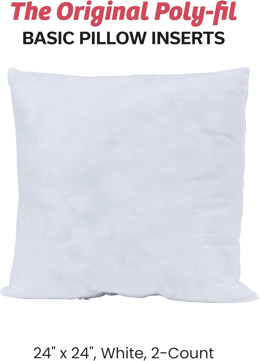 Fairfield Poly-Fil Basic Pillow Inserts 2 Pack 24x24 White