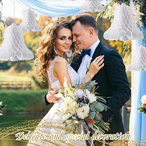 HUIANER White Honeycomb Bells 7pcs Wedding Hanging Decor