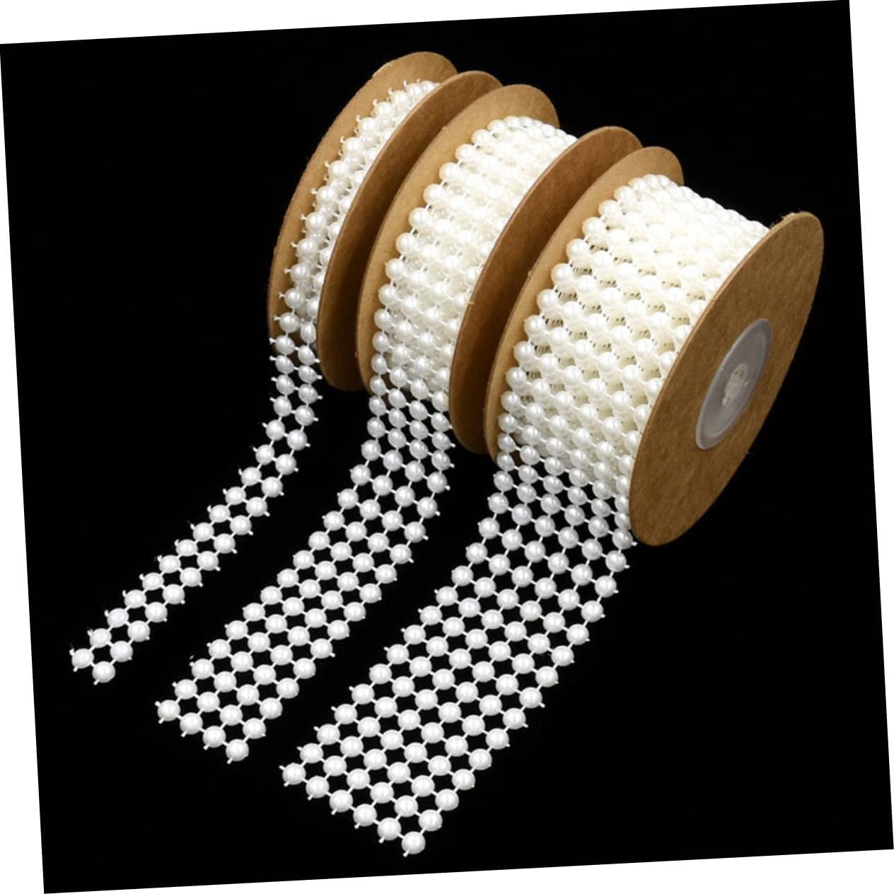 NUOBESTY 6 Rolls Wedding Bead Ribbon Decorative Band