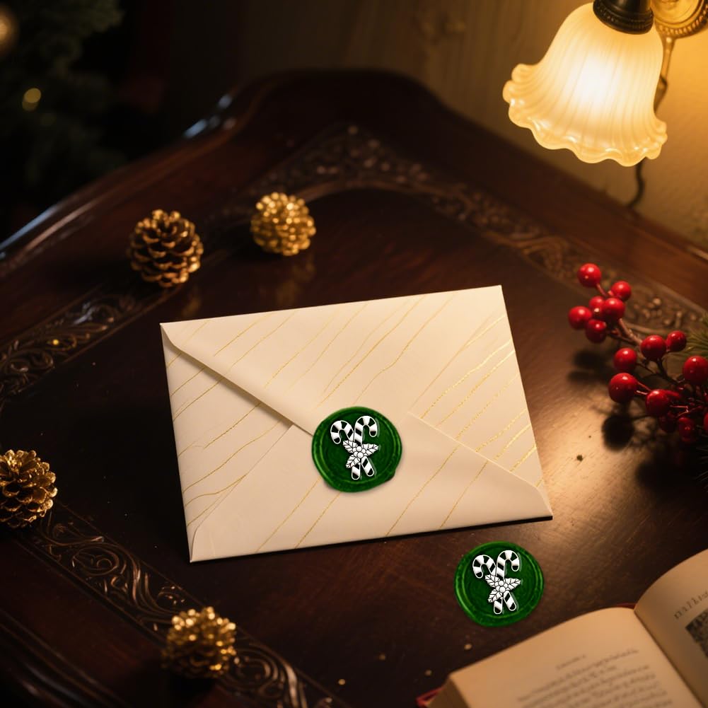 Christmas Cane Wax Sealing Stamp with Brass Head and Wooden Handle