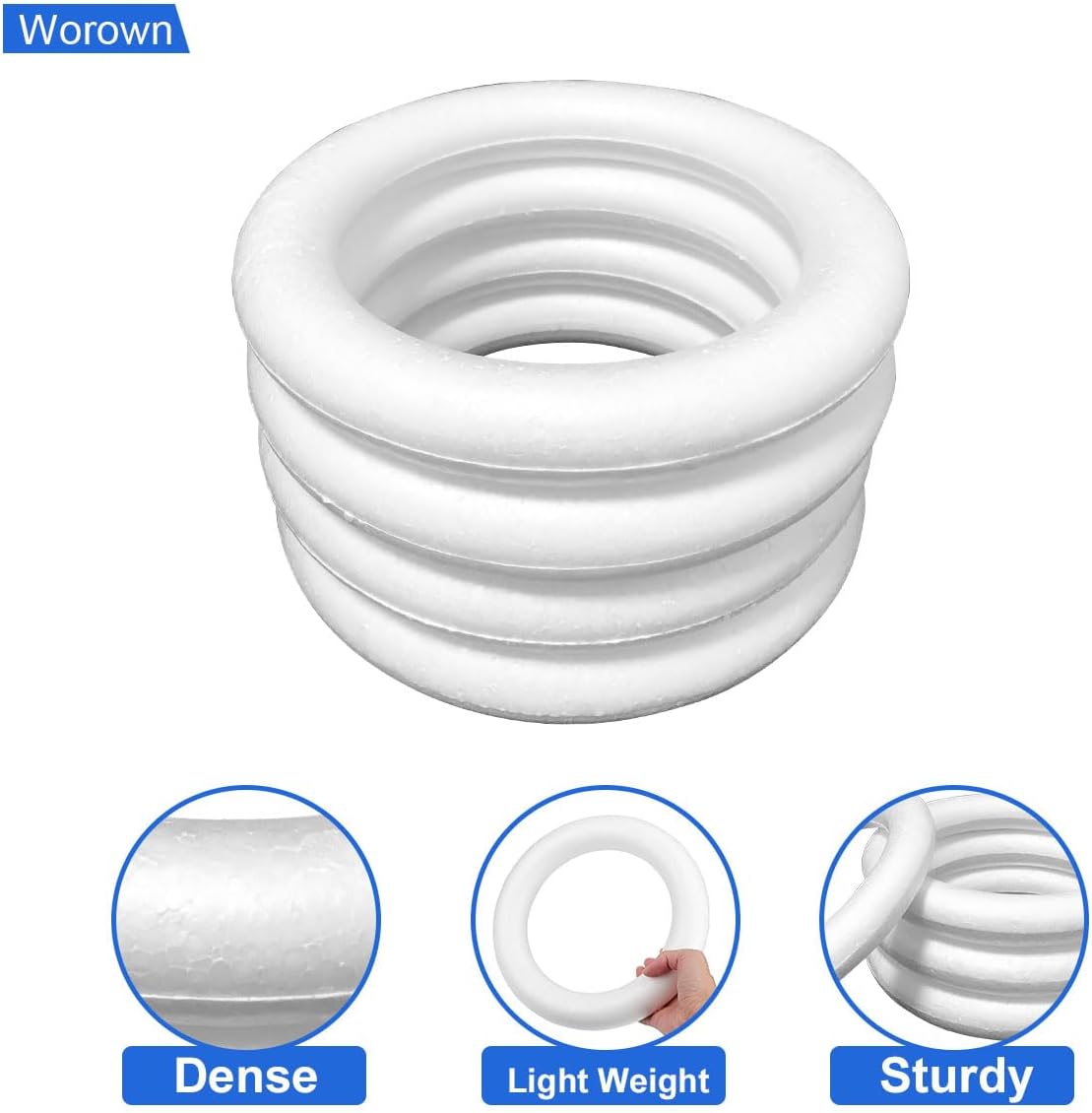 Worown 8 Pcs Foam Wreath Forms 8 12 Inch