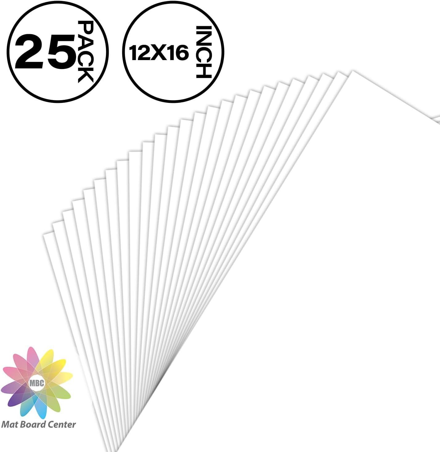 Mat Board Center 25 Pack 12x16 White Backing Boards