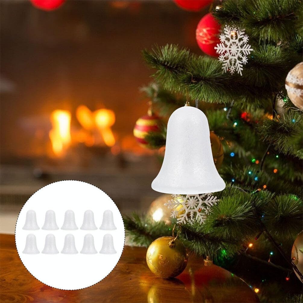 10 Pcs White Foam Christmas Bells for DIY Craft Projects