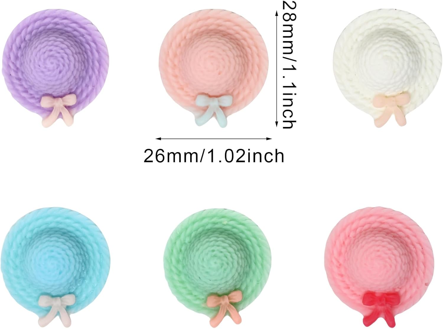 Honbay 36PCS Cartoon Slime Charms Mini Straw Hat Flatback Resin Cabochons