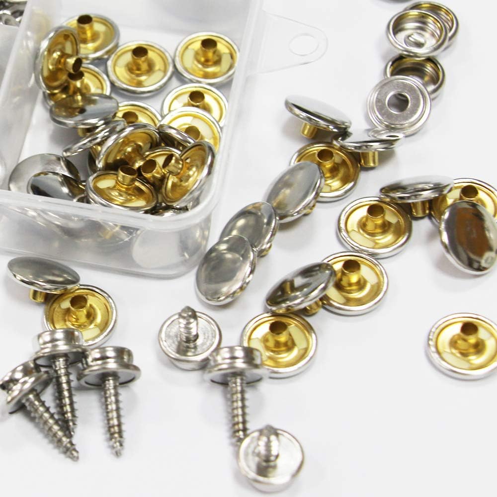 Arokimi Snaps Kit Boat Cover Canvas Screws Buttons Fasteners 60pcs