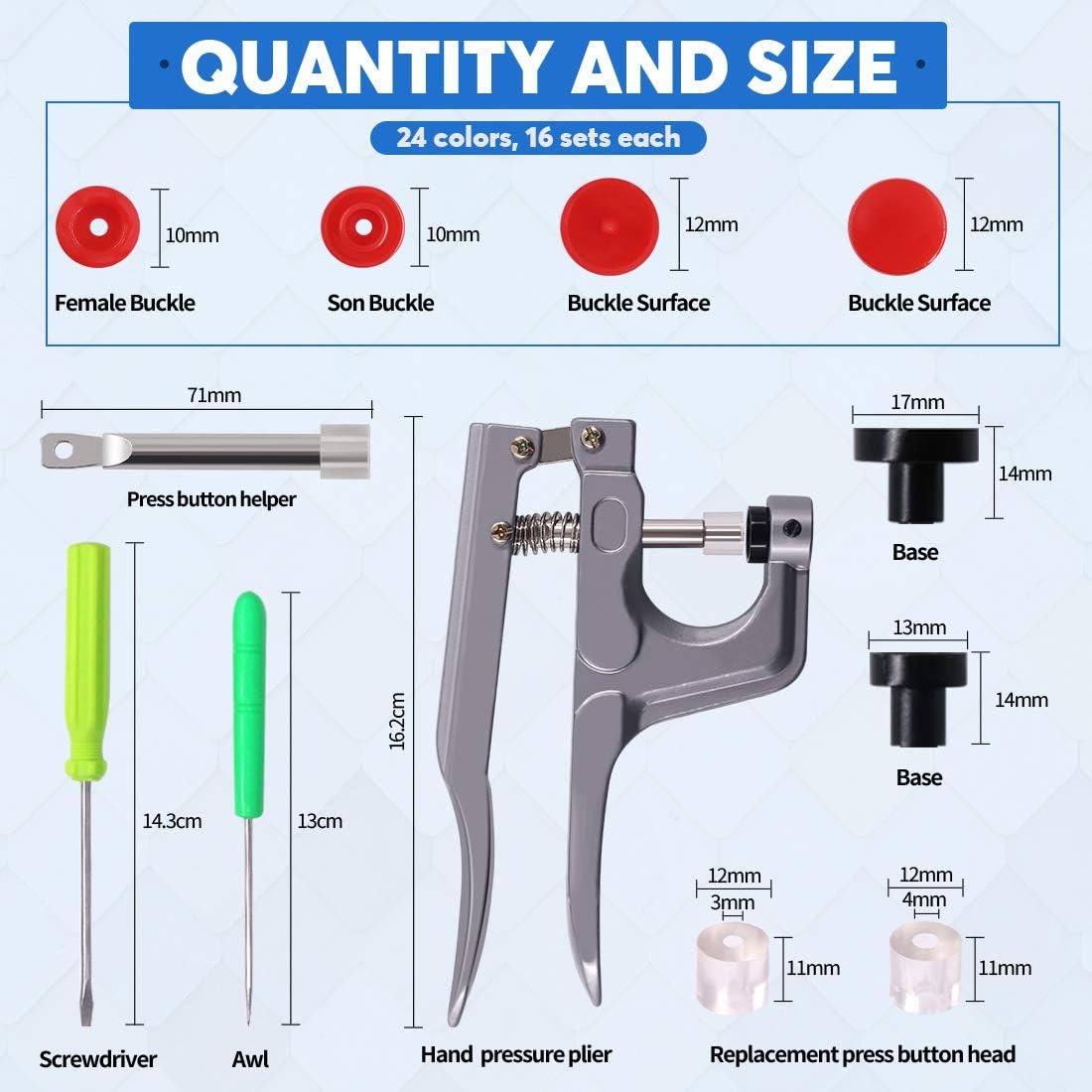 Glarks 384Pcs Snaps Plastic Buttons with Pliers Set for Sewing Crafts