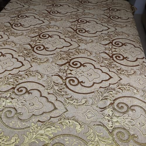 TinaKim Heavyweight Chenille Damask Upholstery Fabric - 2 Beige Yard