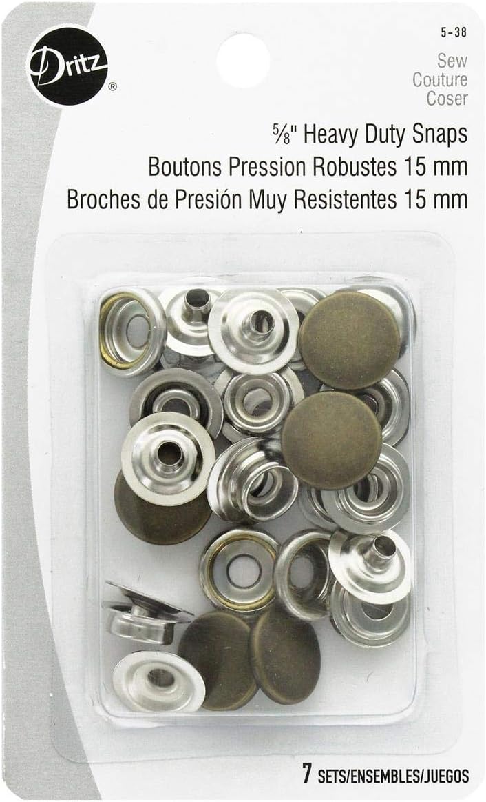 Dritz Heavy Duty Snaps Antique Brass 58-Inch 7 Sets
