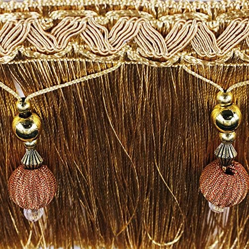 Yalulu Dark Red Braided Beads Fringe Trim Ribbon