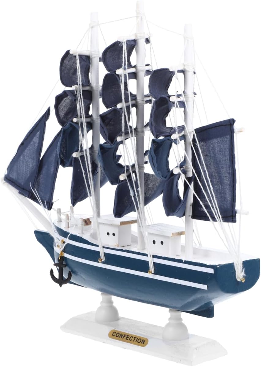 Veemoon Coastal Tabletop Miniature Sailing Boat Wooden Model Ship Decor