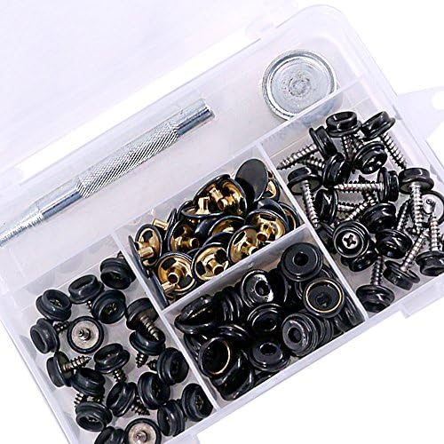 Glarks 120-Pieces Marine Grade Snap Fastener Kit - Black