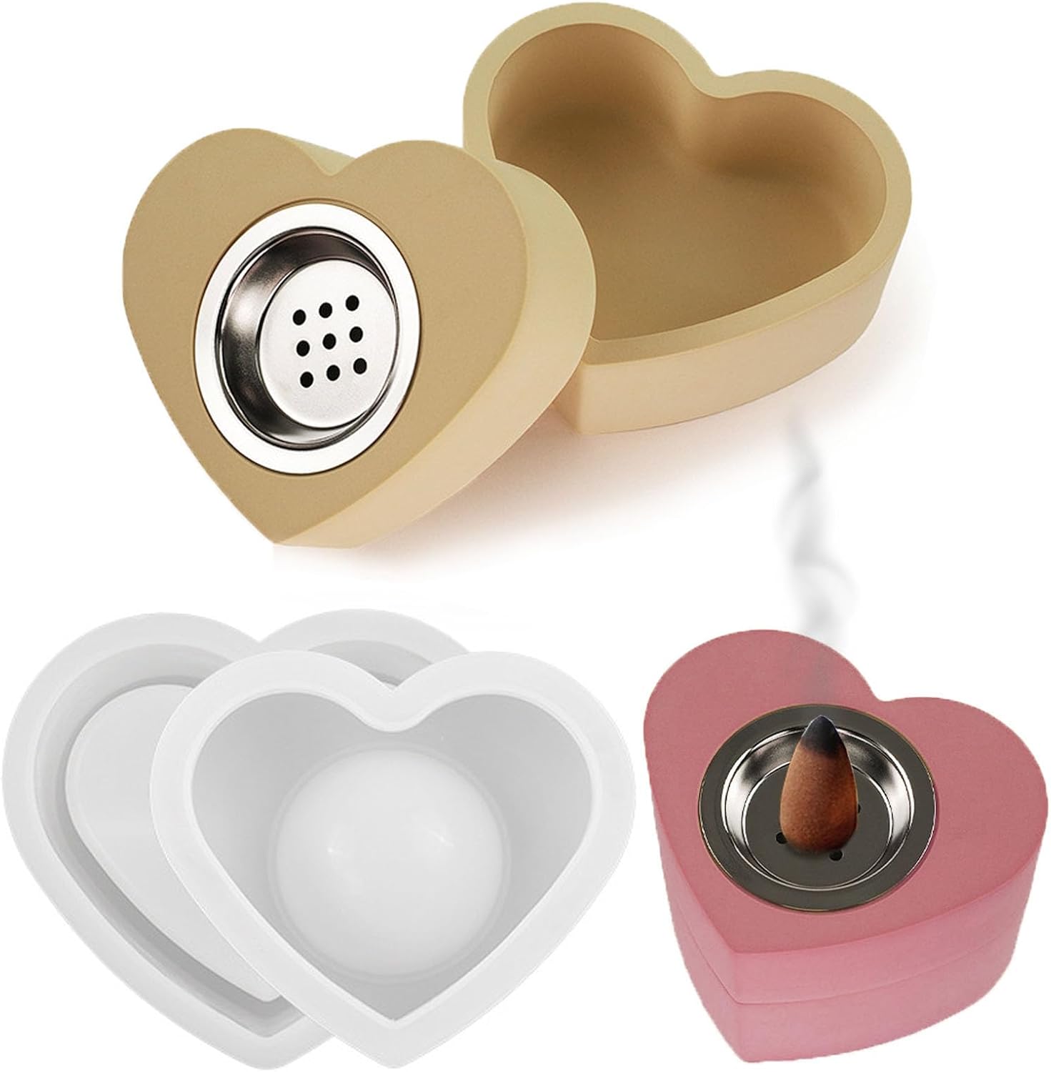 Heart Shaped Incense Holder Resin Silicone Mold Set