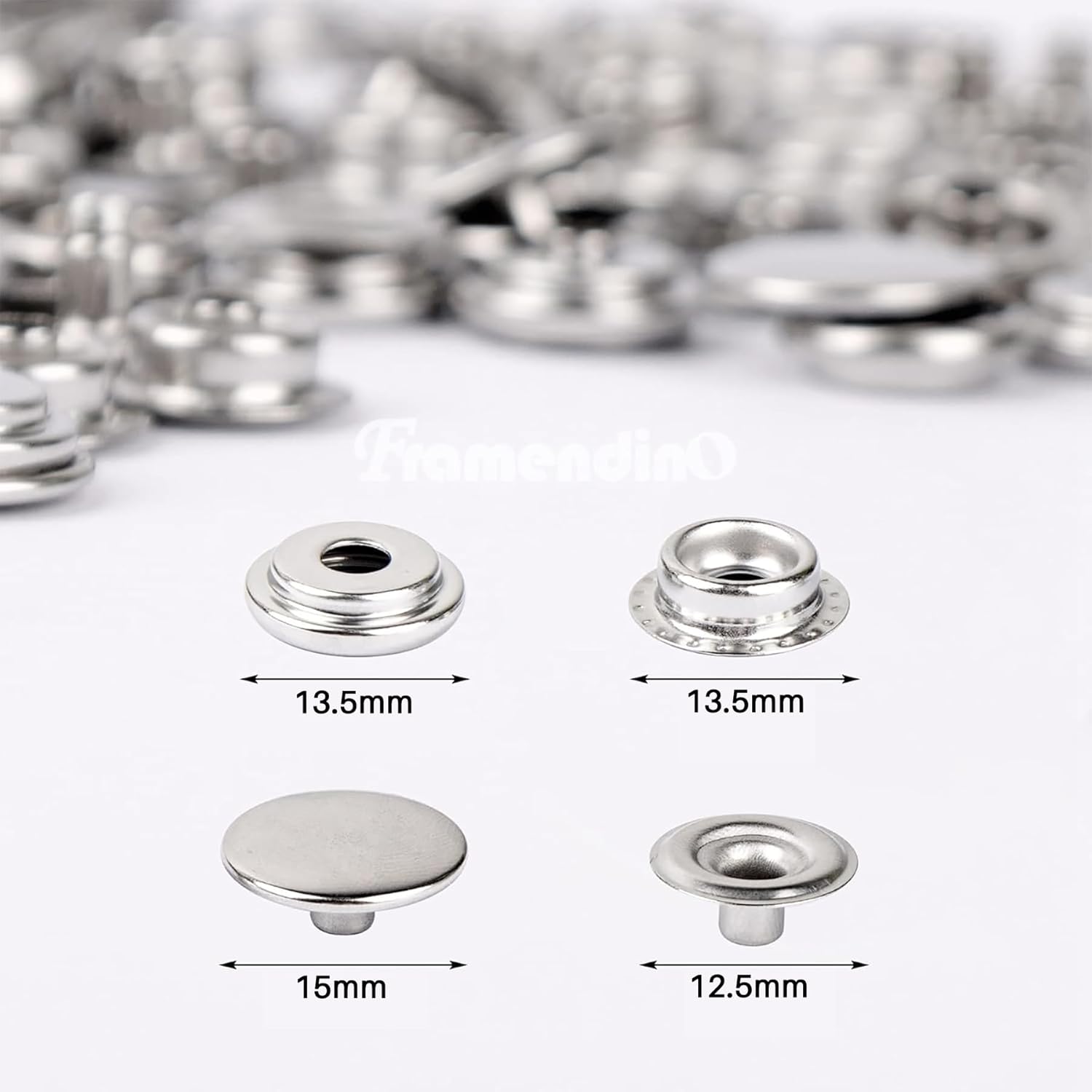 Framendino 200 Pack Stainless Steel Snap Fastener Kit