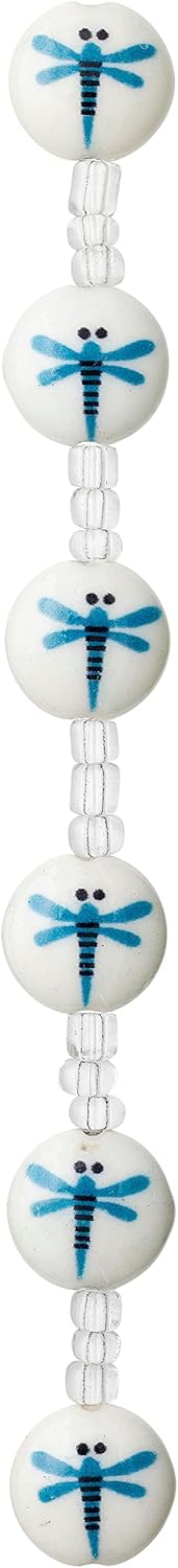 Small Dragonfly Lentil Glass Beads 12mm