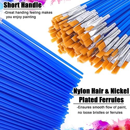 100 Pcs Small Paint Brushes Set for Kids and Crafts