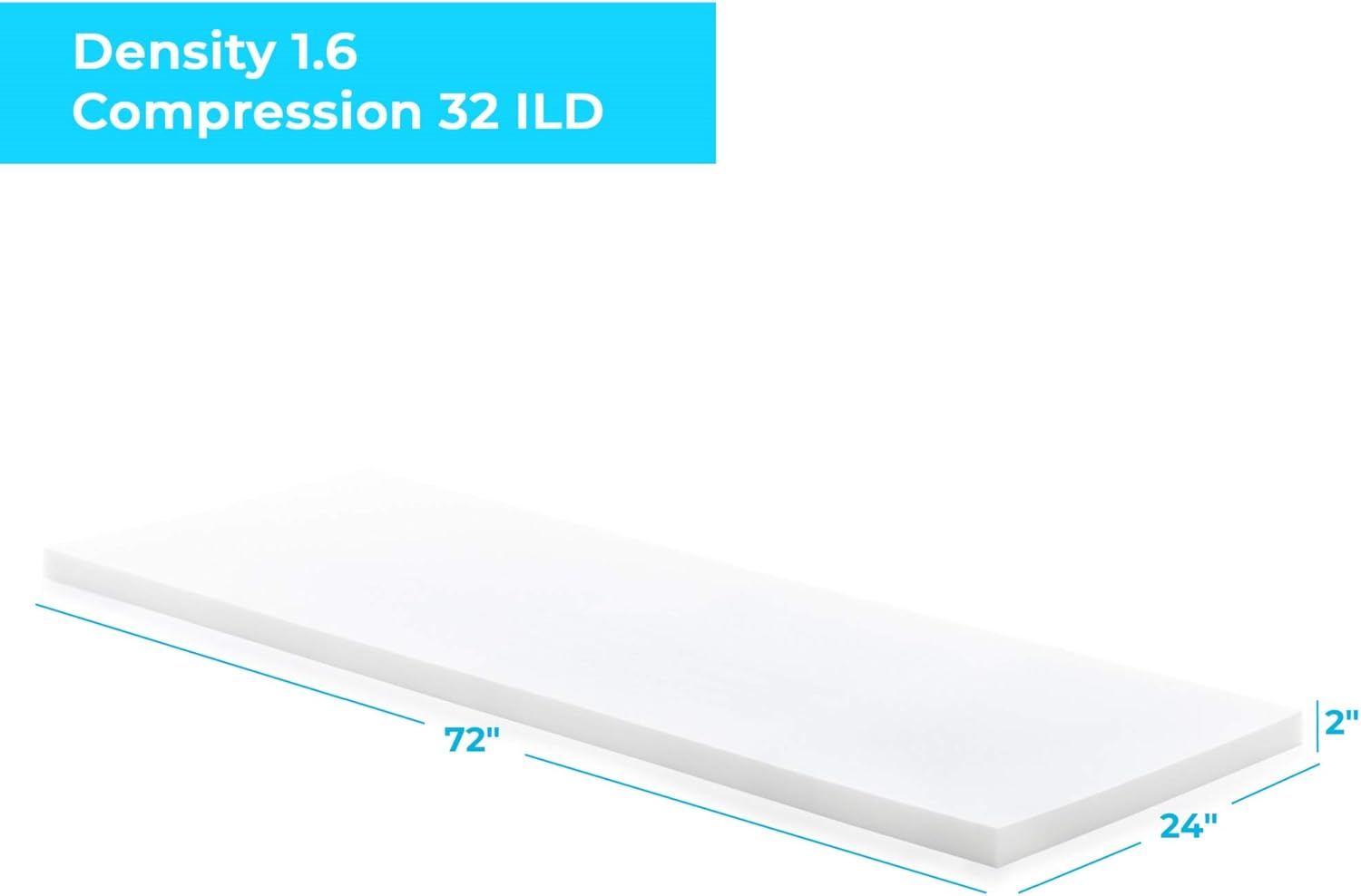 Linenspa High Density Cushion Craft Foam 2x24x72 White