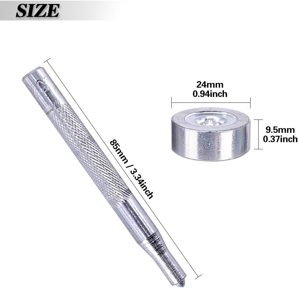 Glarks 120-Pieces Marine Grade Snap Fastener Kit with Setting Tool - Silver