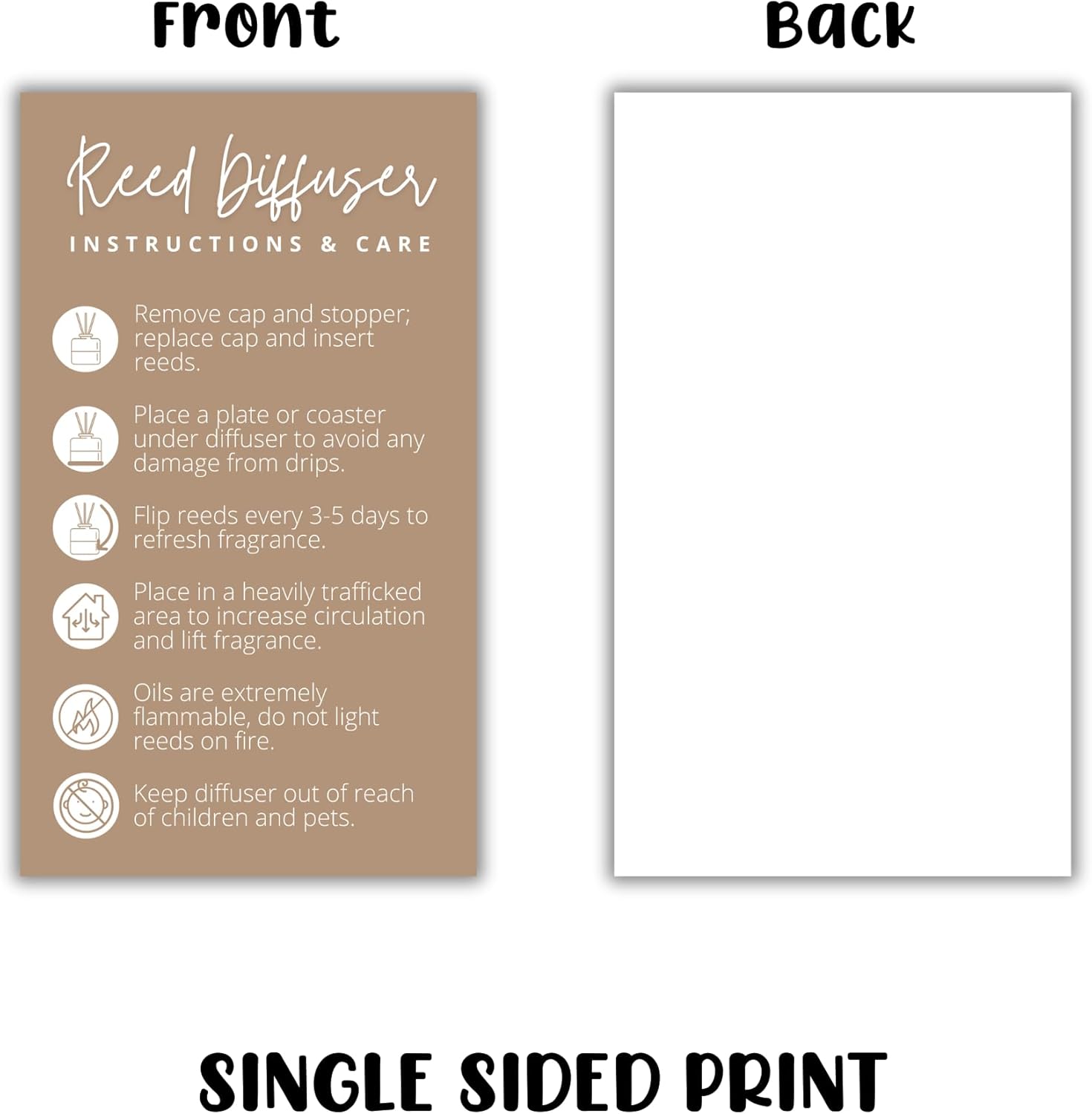 Lashicorn Reed Diffuser Care Cards 50 Pack 2x35 Inch