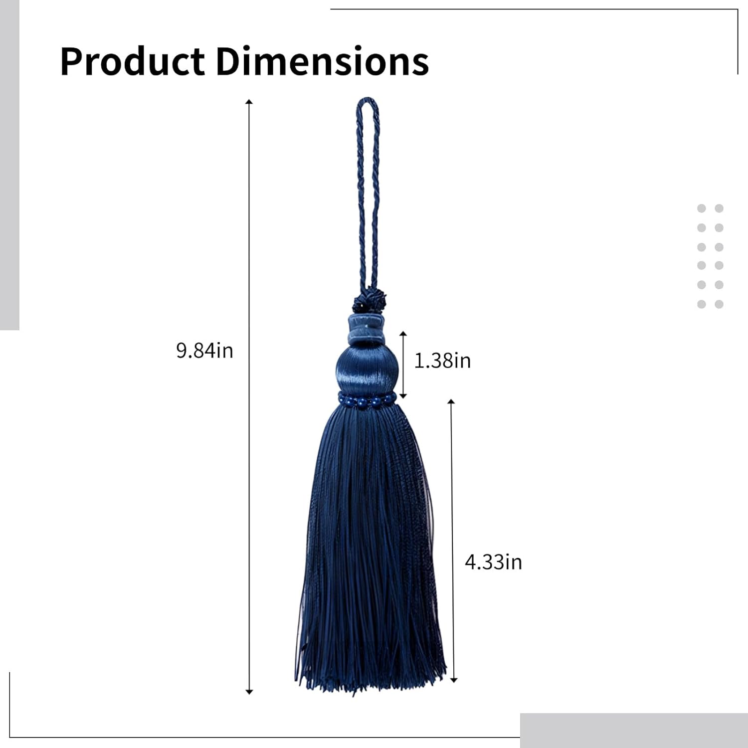 4 PCS Dark Blue Silky Tassel with Loop Keychains