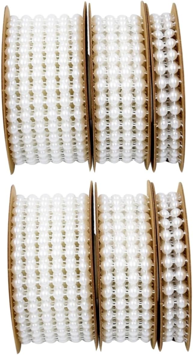 NUOBESTY 6 Rolls Wedding Bead Ribbon Decorative Band