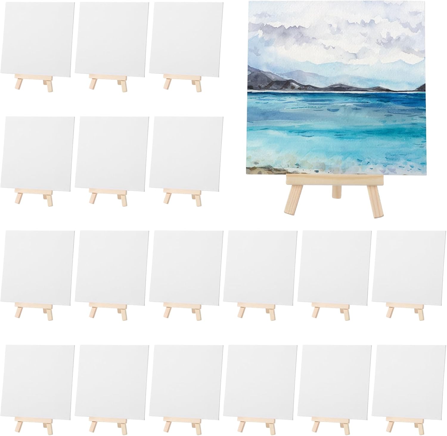 48 Pcs Mini Canvas Boards with Easel Set for Painting