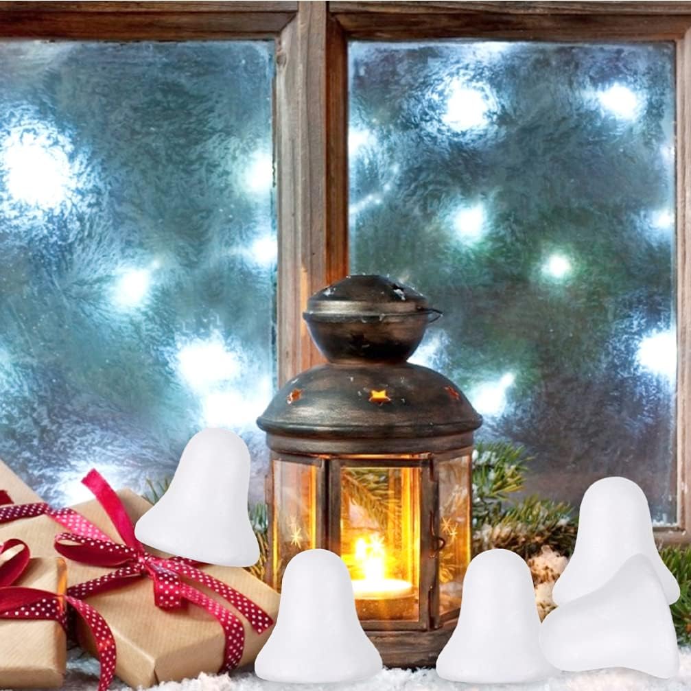 NOLITOY 40pcs White Foam Christmas Bell Shapes for Craft Projects